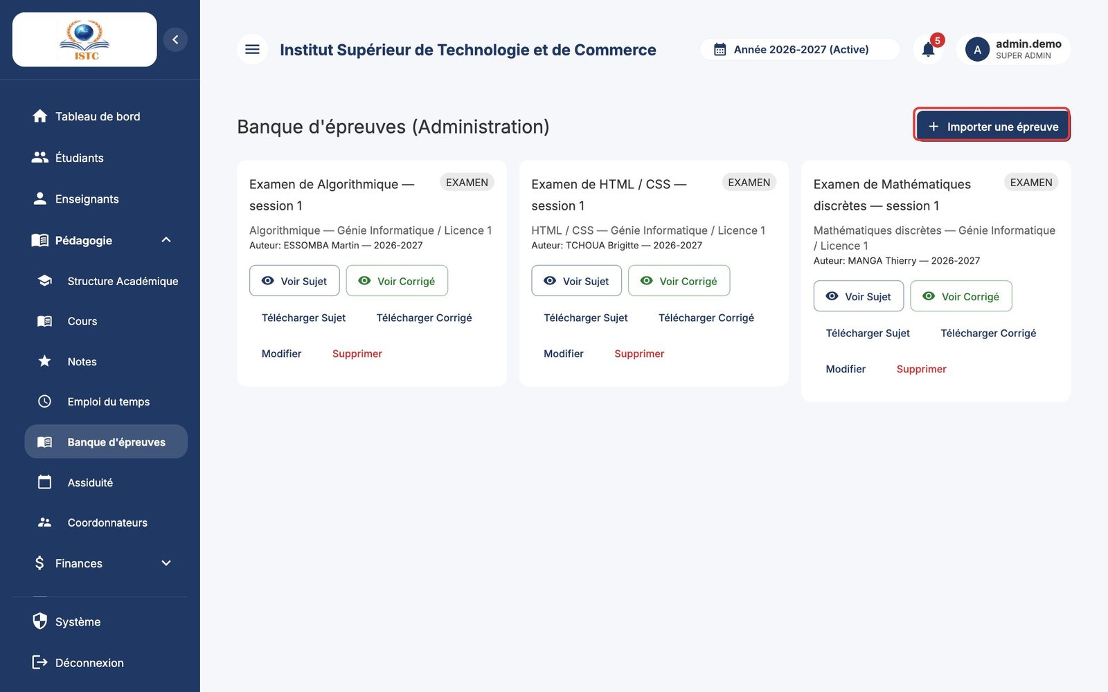 La banque d'épreuves (administration)