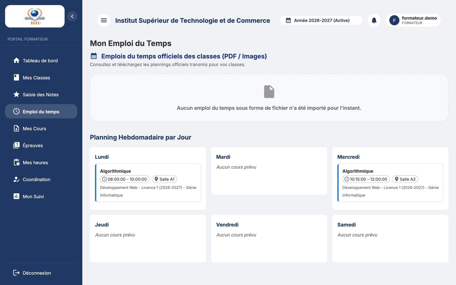 Mon Emploi du Temps