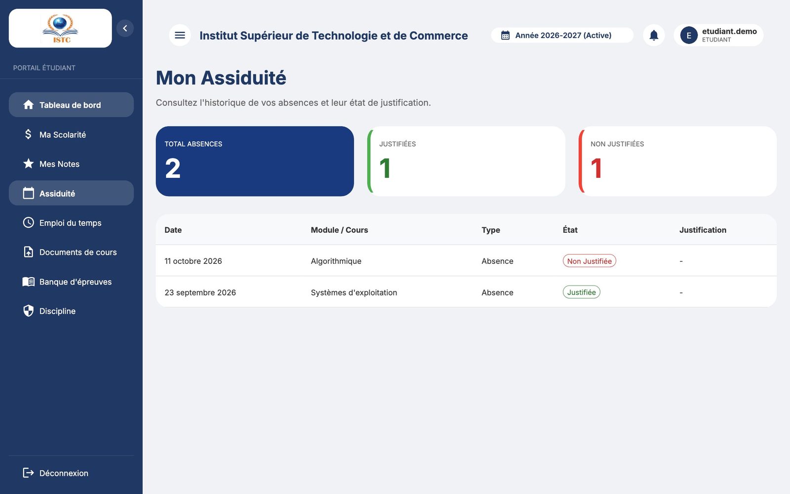 Mon Assiduité