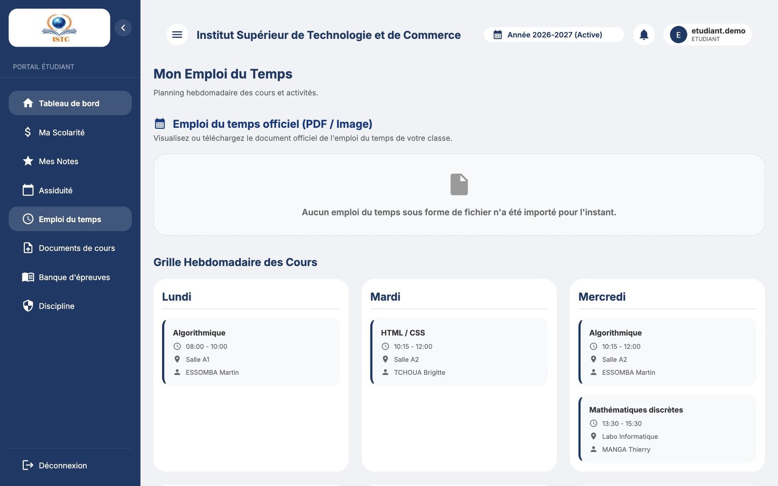 Mon Emploi du Temps