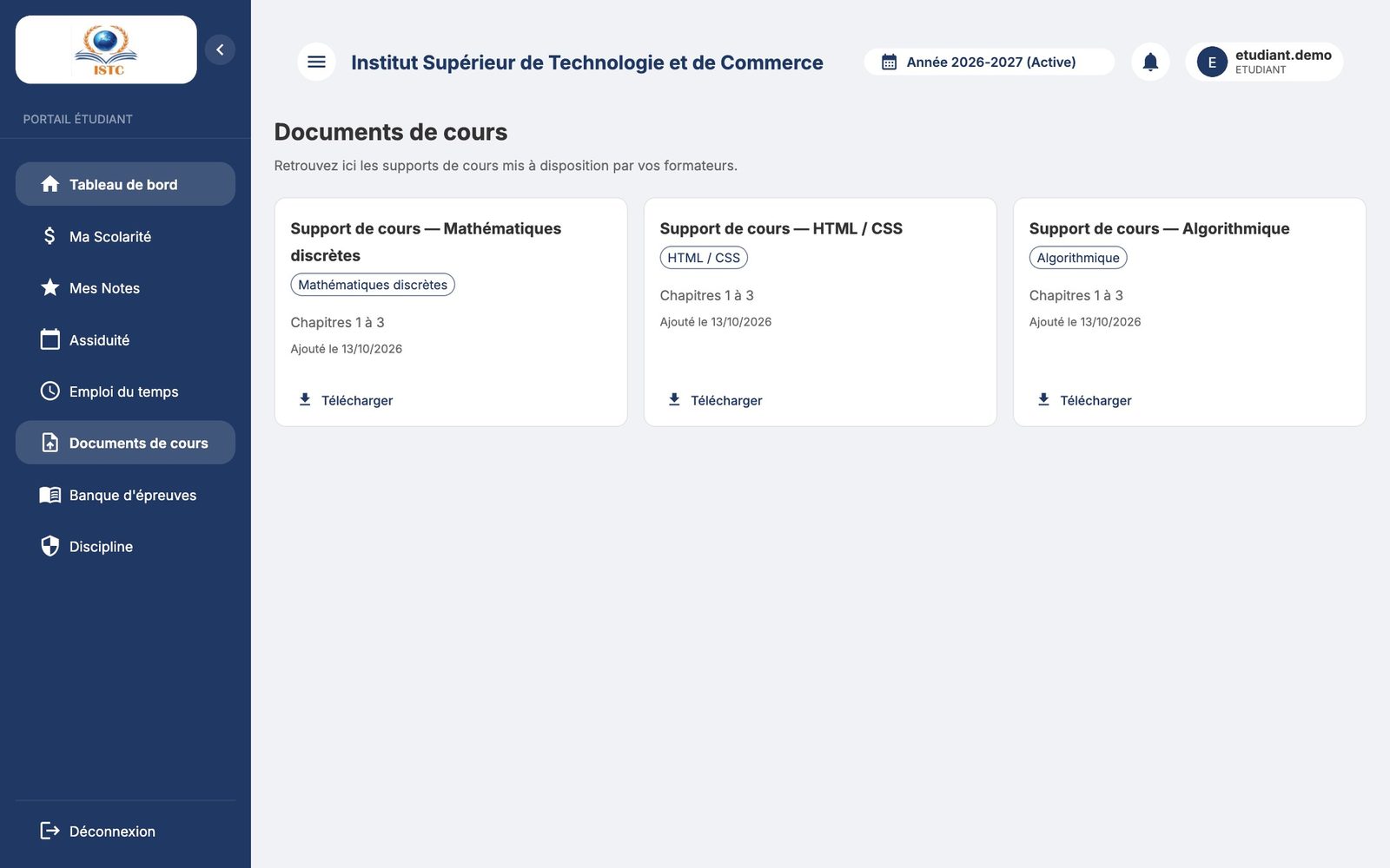 Les documents de cours